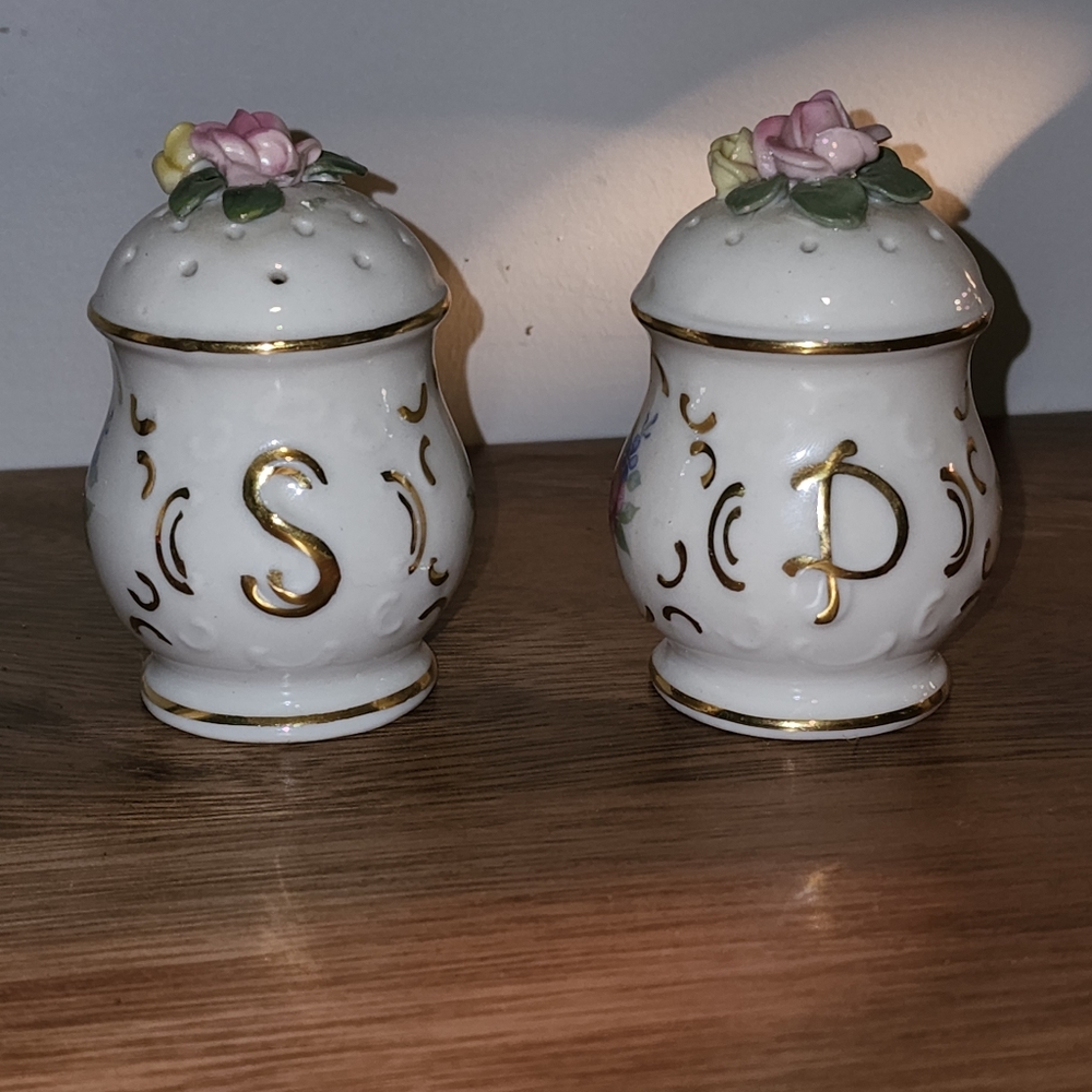 Dresden Porcelain Salt & Pepper Shakers Vintage